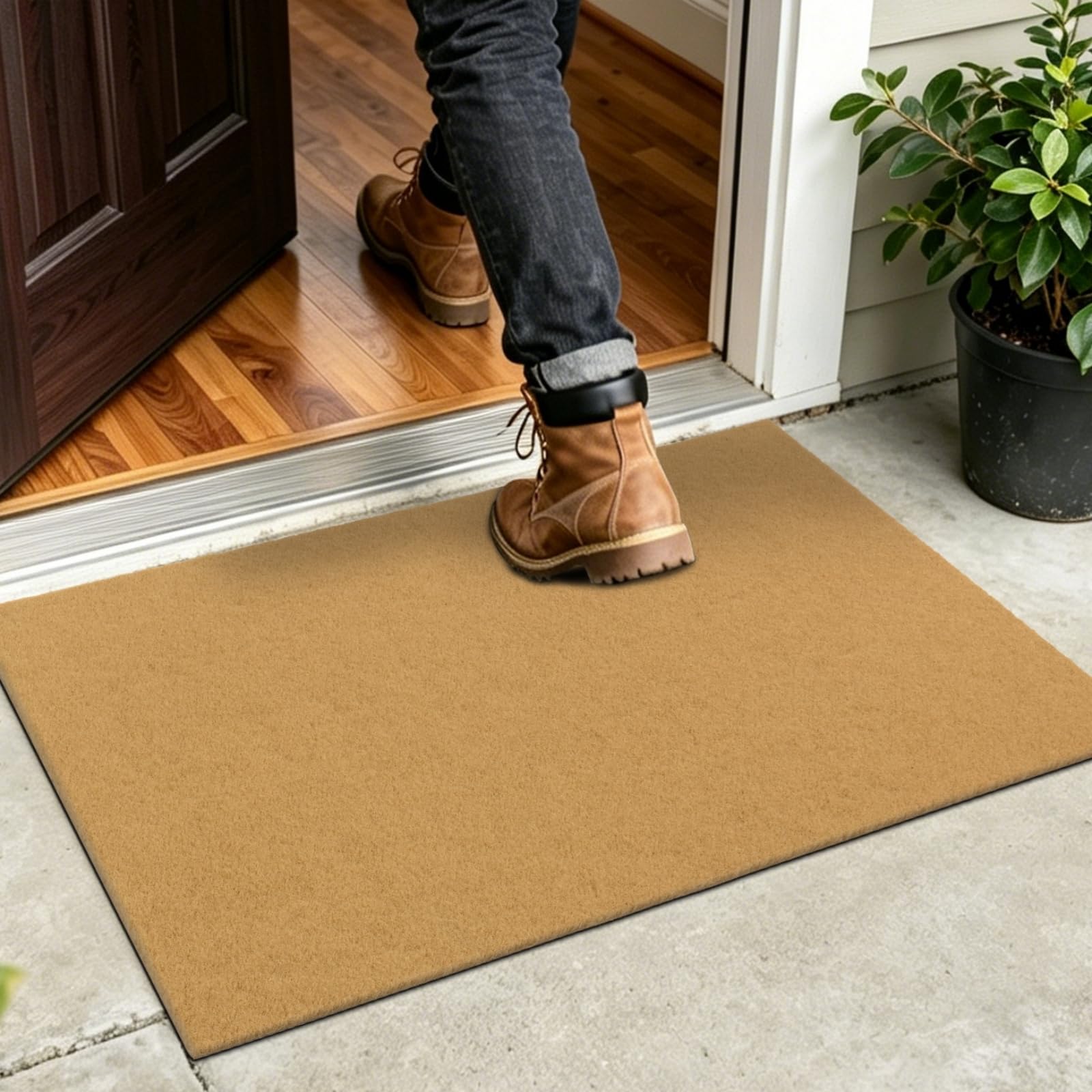 SHACOS Artificial Coir Door Mat Outside Doormats, 50 x 80 cm, Natural