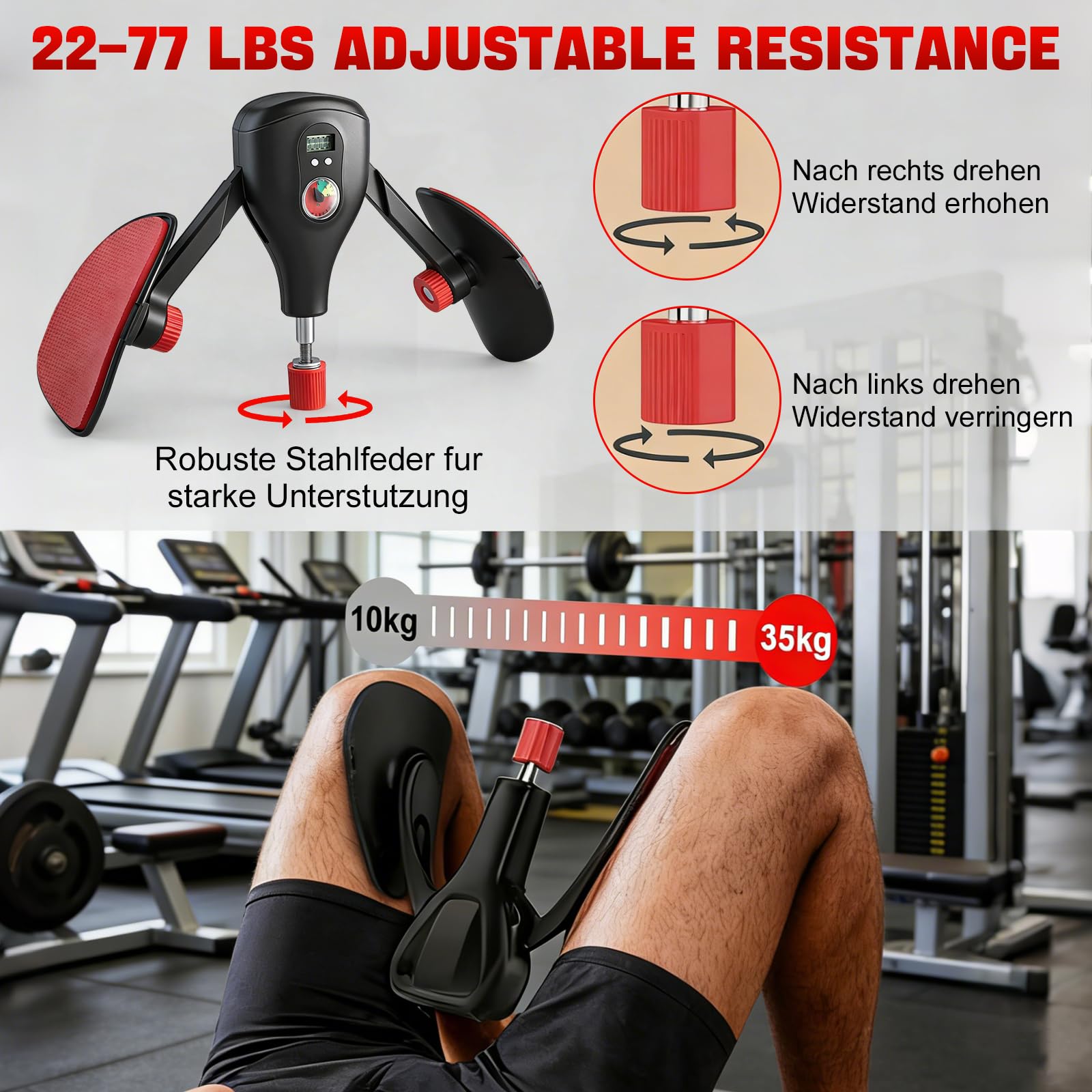Kegel per Uomo - Attrezzi Palestra Casa - Attrezzo per Glutei - Pavimento Pelvico Uomo - Esercitatore Gambe 15-70 lbs per Tonificazione e Yoga, Adatto a Uomini e Donne