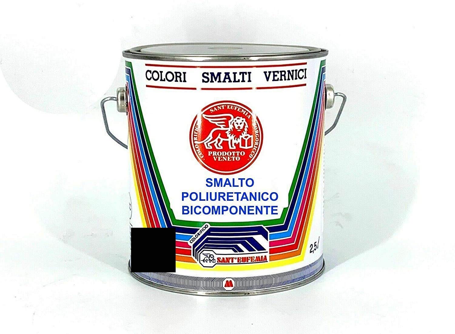 SMALTO VERNICE POLIURETANICO LUCIDO COLORI SINTETICI PROFESSIONALE 1-5-25 LT (KG 4,5 (3+1,5 Cat), RAL9500 NERO)