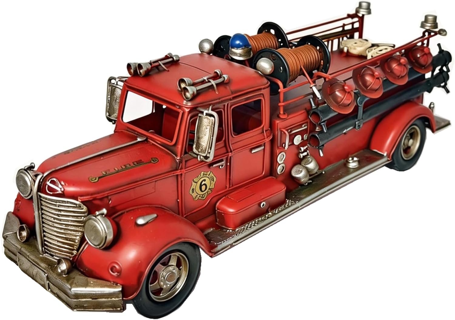 Vintage Fire Truck Model Handcrafted Iron Fire Engine Decor Firefighter Collectible for Home Office Man Cave Gift for Firefighters Retro Enthusiasts Firefighter Memorabilia