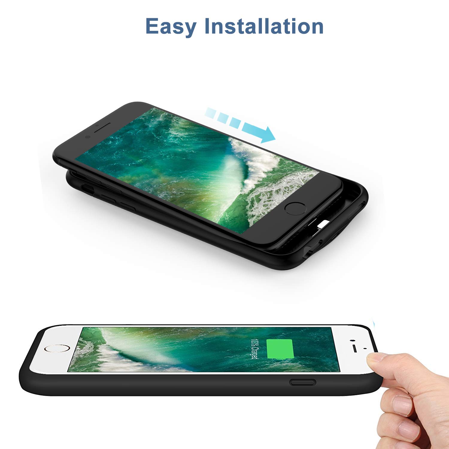 Qi Akku Hülle Für iPhone 6 6s 7 8 SE2 SE3 Kabelloses Ladehülle 3200mAh Akku Case QI Case Dünn ladehuelle Wireless Ladebatterie Handy Schutzhülle 2023