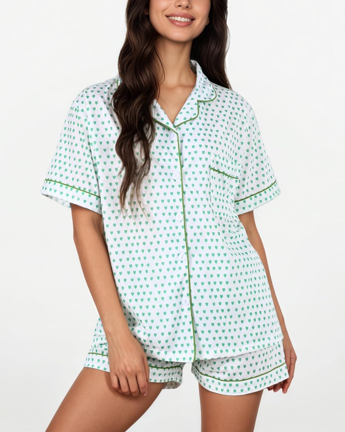 Women's Pajamas Set Button Down Ladies Summer Pajamas Monkey Printed Sleepwear Short Sleeve 2 Pc Pjs for Birthday Gift - Image 3