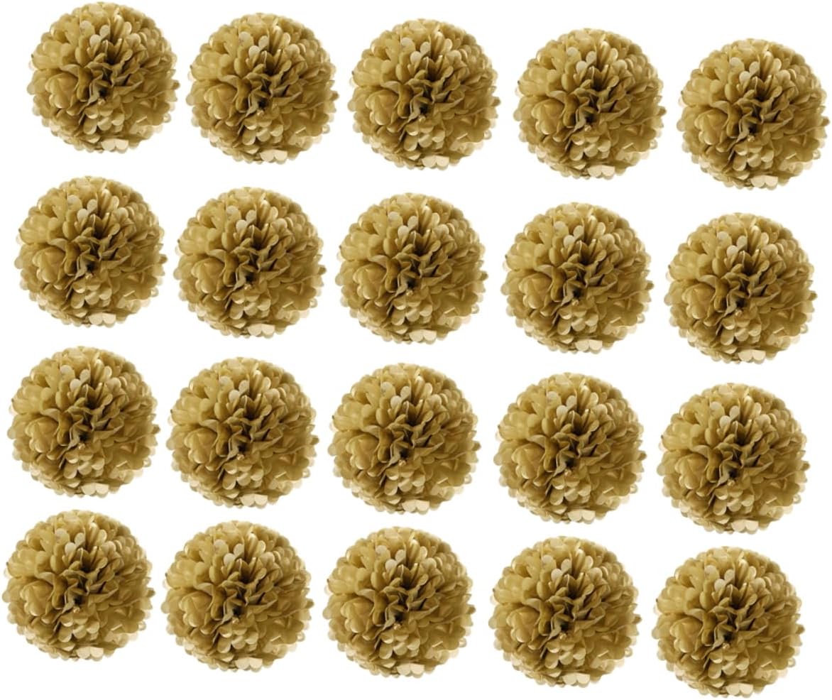 HEATSHAKING 20 Pcs Tissue Paper Flower Balls Pom Poms Decorative Hanging Decorations for Weddings Parties Events Vibrant Colors for Birthday Celebrations Easy to Assemble