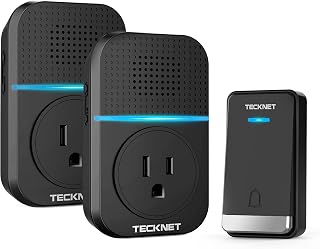 TECKNET Wireless Doorbell, Plug-through Door Bell, IP66 Waterproof Doorbells, 1300ft Cordless Rang Door Bell Ringer Wireless, 60 Ringtones & 5 Level Volume, 0-110 dB Doorbell Chime for Home/Classroom