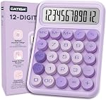 CATIGA Mechanical Switch Calculator, Purple Calculator with 12 Digit Large LCD Display & Big Buttons for Office Desk, Classroom Math, Back to School Supplies, Cute Aesthetic Desk Accessories