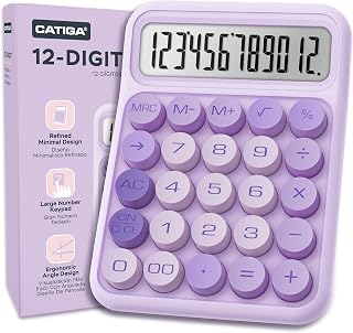 CATIGA Mechanical Switch Calculator, Purple Calculator with 12 Digit Large LCD Display & Big Buttons for Office Desk, Classroom Math, Back to School Supplies, Cute Aesthetic Desk Accessories