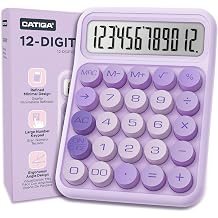 CATIGA Mechanical Switch Calculator, Purple Calculator with 12 Digit Large LCD Display & Big Buttons for Office Desk, Classroom Math, Back to School Supplies, Cute Aesthetic Desk Accessories