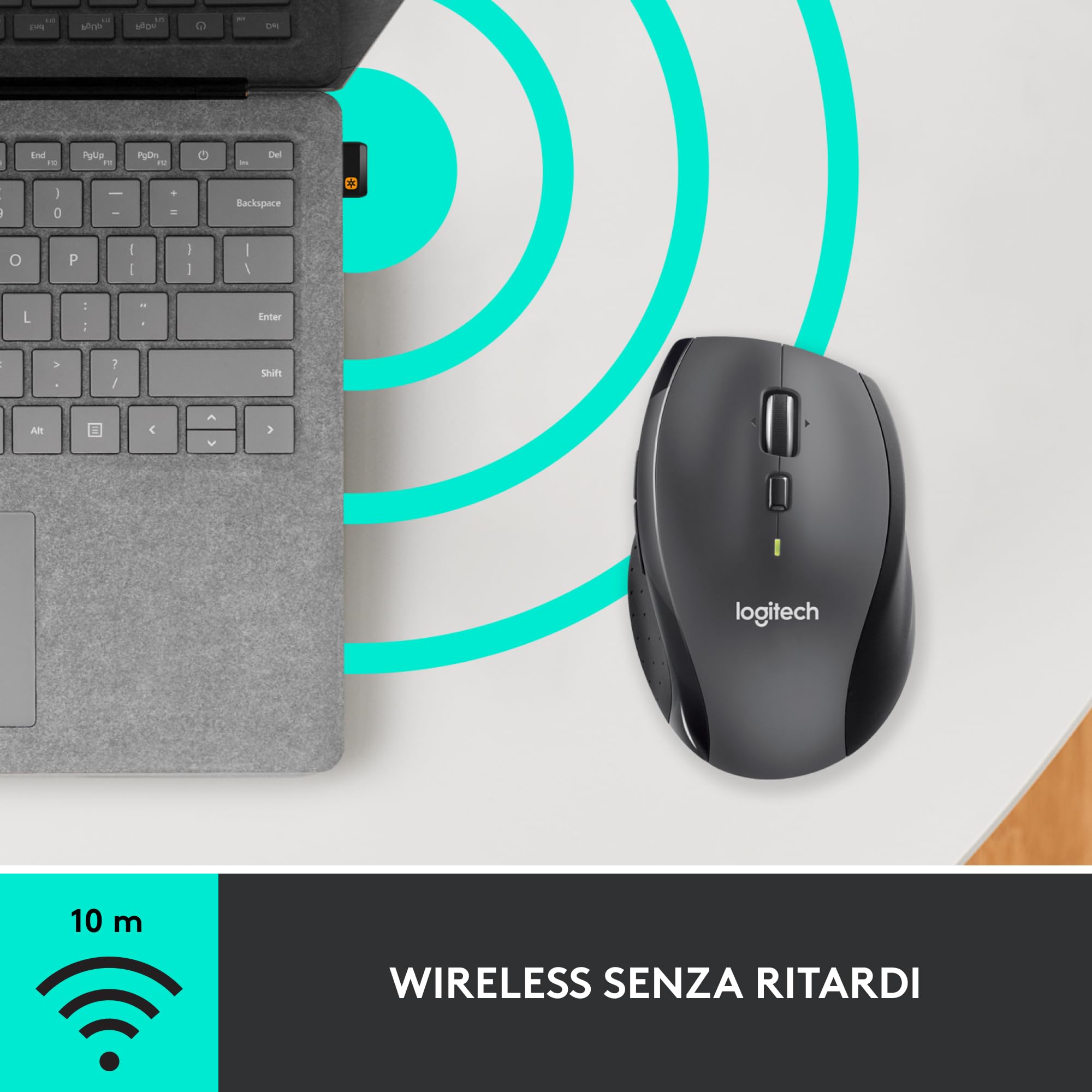 Logitech M705 Marathon Mouse Wireless, Ricevitore USB Unifying 2,4 GHz, 1000 DPI, 5 Pulsanti Programmabili, Durata Batteria di 3 Anni, Compatibile con PC, Mac, Laptop, Chromebook - Grafite