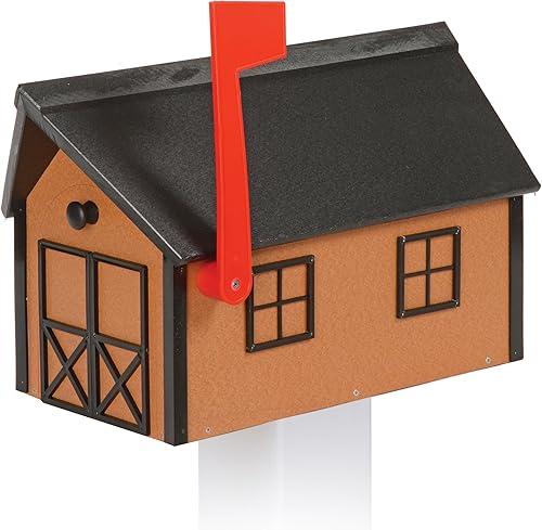 Miniatura 16 de Buzón de madera estilo «amish» con techo de cedro de Peaceful Classics con ventana y molduras de puerta, buzones artesanales para exterior, buzones