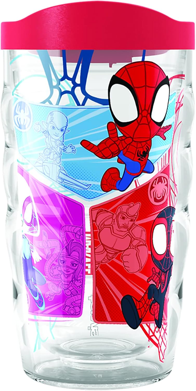Tervis Marvel Spider Man Spidey and Friends Made in USA Double Walled Insulated Tumbler Travel Cup Keeps Drinks Cold & Hot, 10oz Wavy, Classic