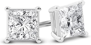 Lab Grown Diamond Stud Earrings in 14K White or Yellow Gold, Round,Oval,Princess and Emerald Cuts, 1/2 to 7 Carat, IGI Certified, E-F Color, VS Clarity, Prong Setting, Jewelry for Women, Gift Box Included