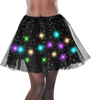 Women's LED Tutu Skirt Light Up Tutus Layered Tulle Ballet Skirt Sparkly Sequin Tutu Costume for Halloween Party Carnival