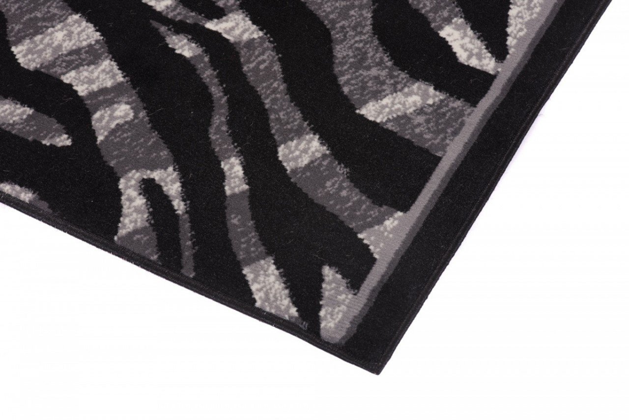 TAPISO Dream Teppich Läufer Flur Brücke Modern Zebra Streifen Tier Muster in Creme Grau Schwarz Korridor Wohnzimmer ÖKOTEX 80 x 320 cm
