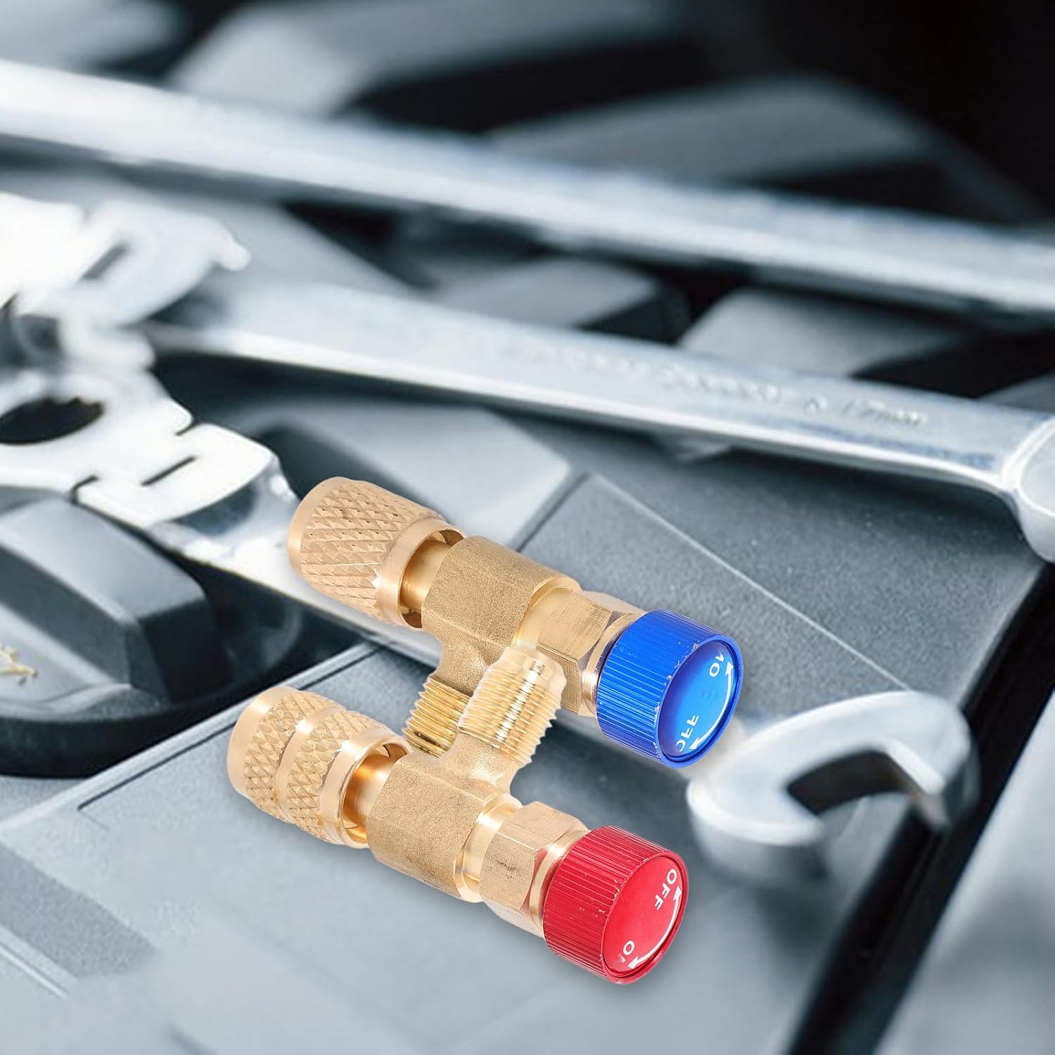 2pcs Copper Refrigerant Charging Safety Valve Adapter