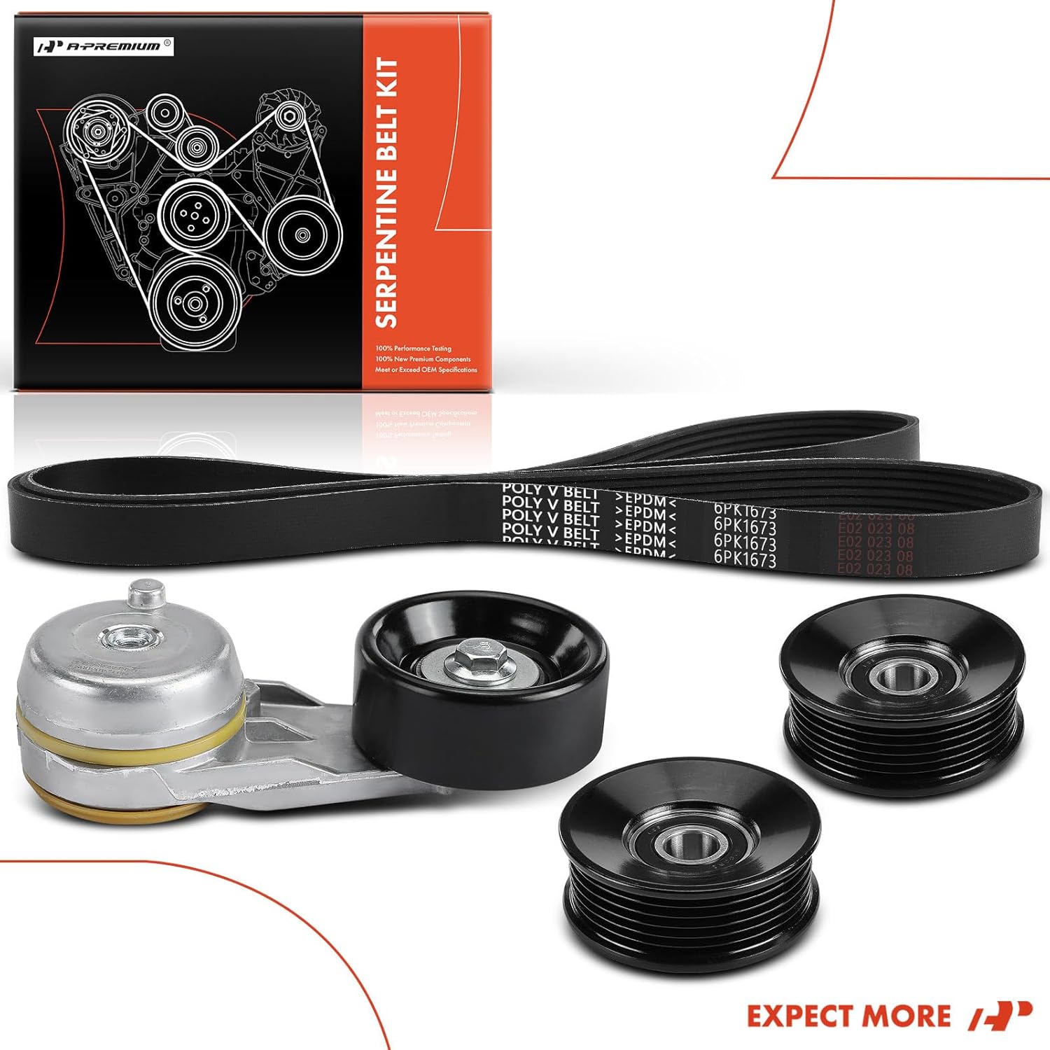 A-Premium Engine Serpentine Drive Belt Kit Compatible with Ford & Starcraft Bus Cars - F-250/F-350/F-450/F-550 Super Duty, E-350 Club Wagon, E-350/E-450 Super Duty, Starlite - 6.0L