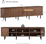 ONBRILL 86.6" TV Stand with Power Outlet for TVs up to 90 Inch, Entertainment Center with Storage and Adjustable Shelves, Modern Media Console with Sliding Doors for Living Room, Walnut