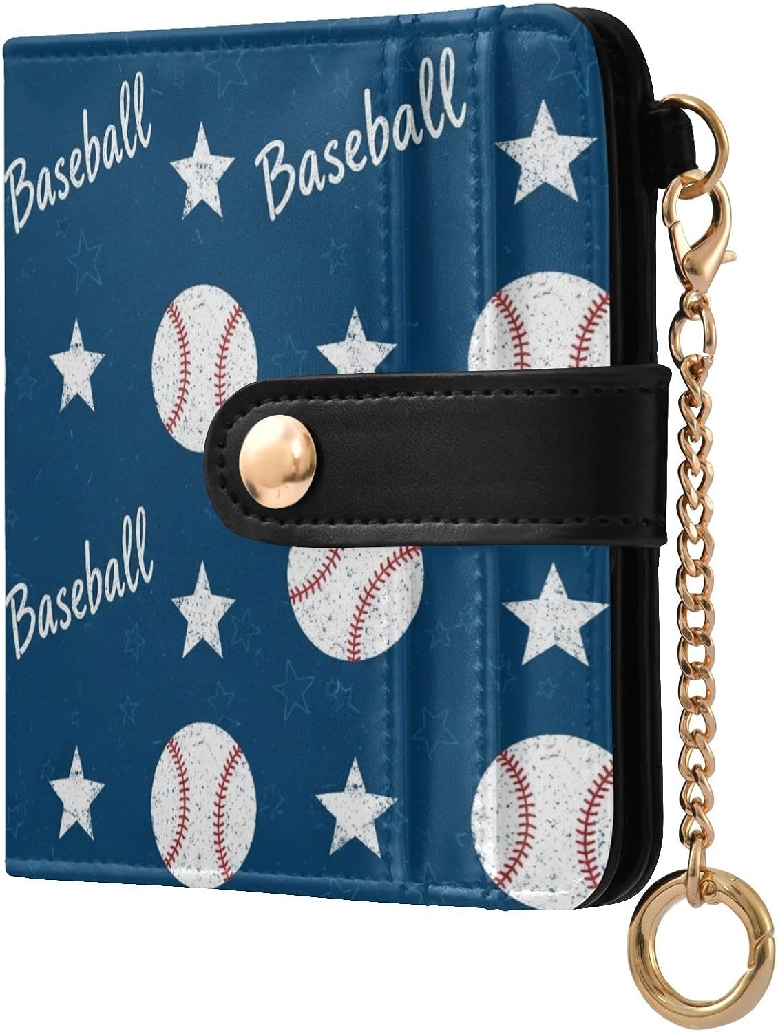 GuoChe Baseball Pattern Women's Folding Wallet Waterproof Premium PU Leather Wallet for Women