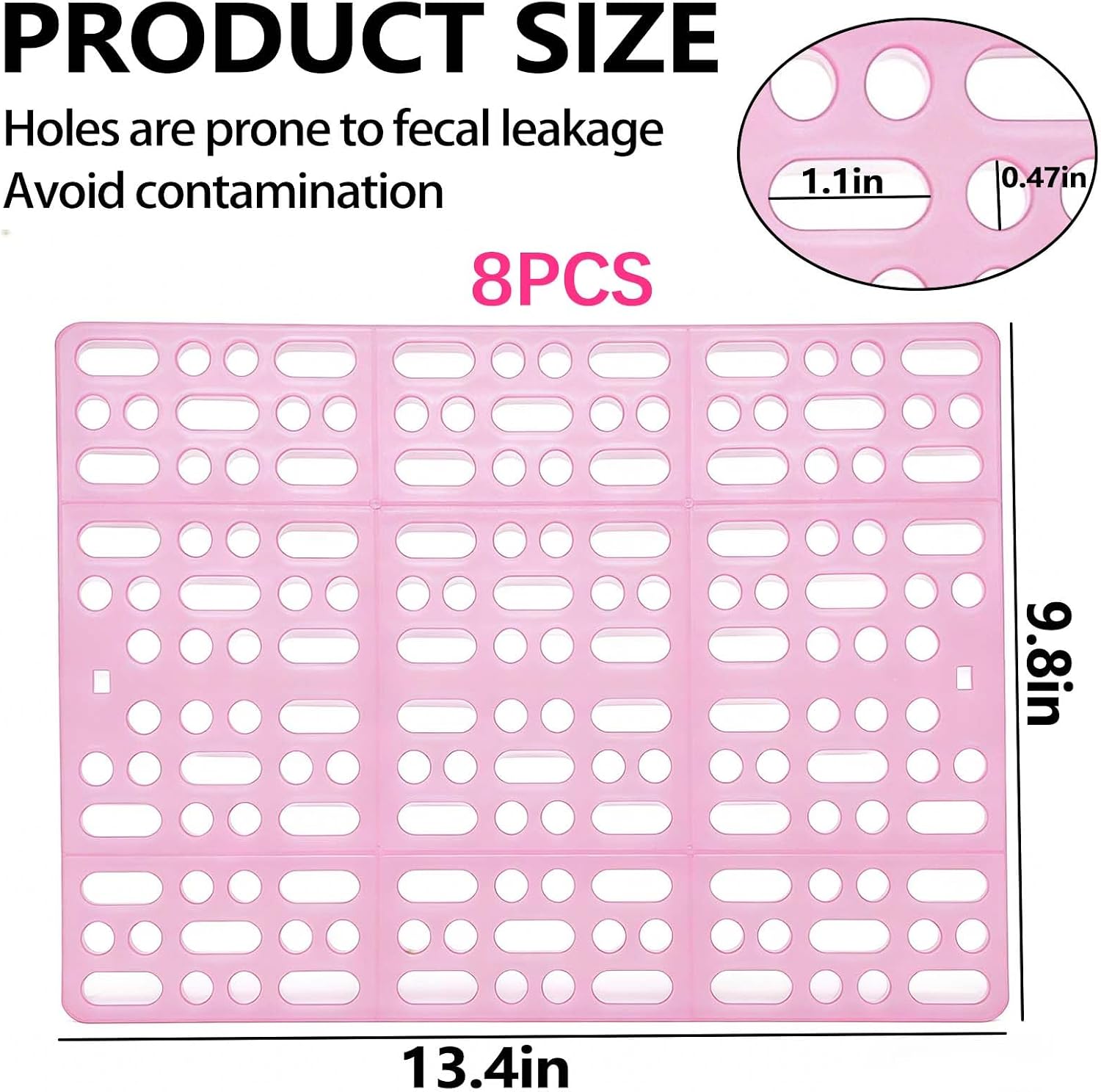 kathson 8 Pcs Rabbit Feet Pad Plastic Bunny Cage Floor Mat Foot Resting Hole Leak Water Nest Mat Pet for Small Animal Hamster Rat Chinchilla Guinea Pig Cats Dogs (Pink)