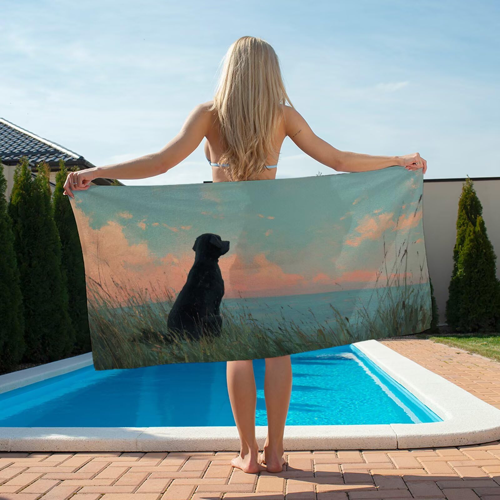 Serviette de Plage Grande XXL 75x150cm Microfibre Chien, Serviette Microfibre 2 Pièces Lac Séchage Ultra-Rapide et Anti-Sable Légère, Facile à Transporter Idéale pour Plage, Piscine, Voyages YJ-158