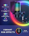 InnoGear Jeu USB Microphone, AI-Bruit Annulant Condenser Mic avec Mute, Gain, RGB Indicateur, Boom Arm Stand pour le streaming, Podcast, Twitch, YouTube, Discorde, PC, Ordinateur, PS4, PS5, Mac, Noir