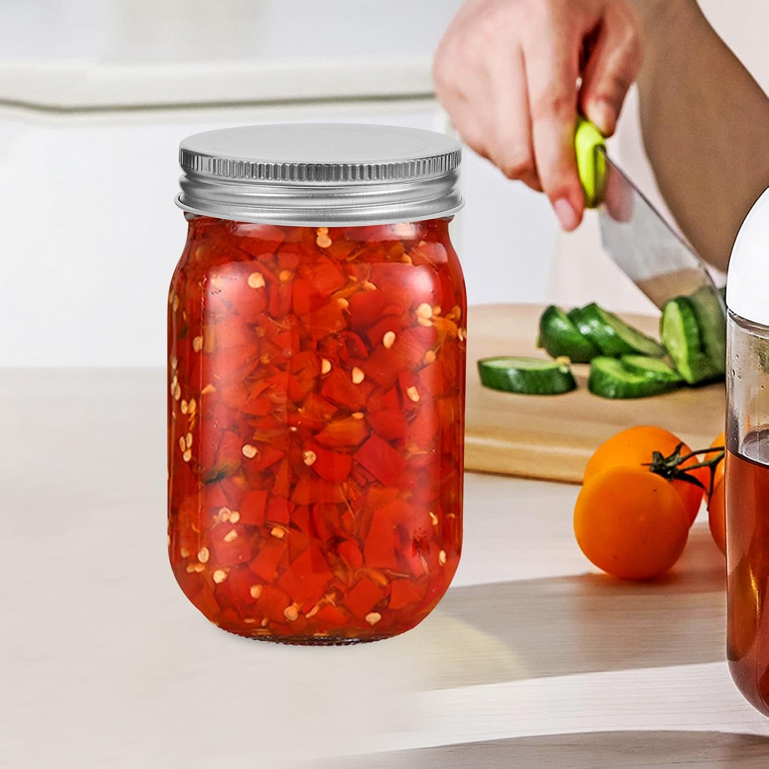 Mason Jars Glass Storage Jars with Lids 380ml for Honey Jam Pickle 4pcs Set Airtight Kitchen Food Storage Containers