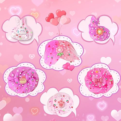 Vista 9 de 6 Pack de Slimes, Slime Rosa para Niños, Kit de Slime en Nube para Niñas de 8 a 12 años, Juguetes para Niñas y Niños, Kit de Slime para Fiesta Picnic