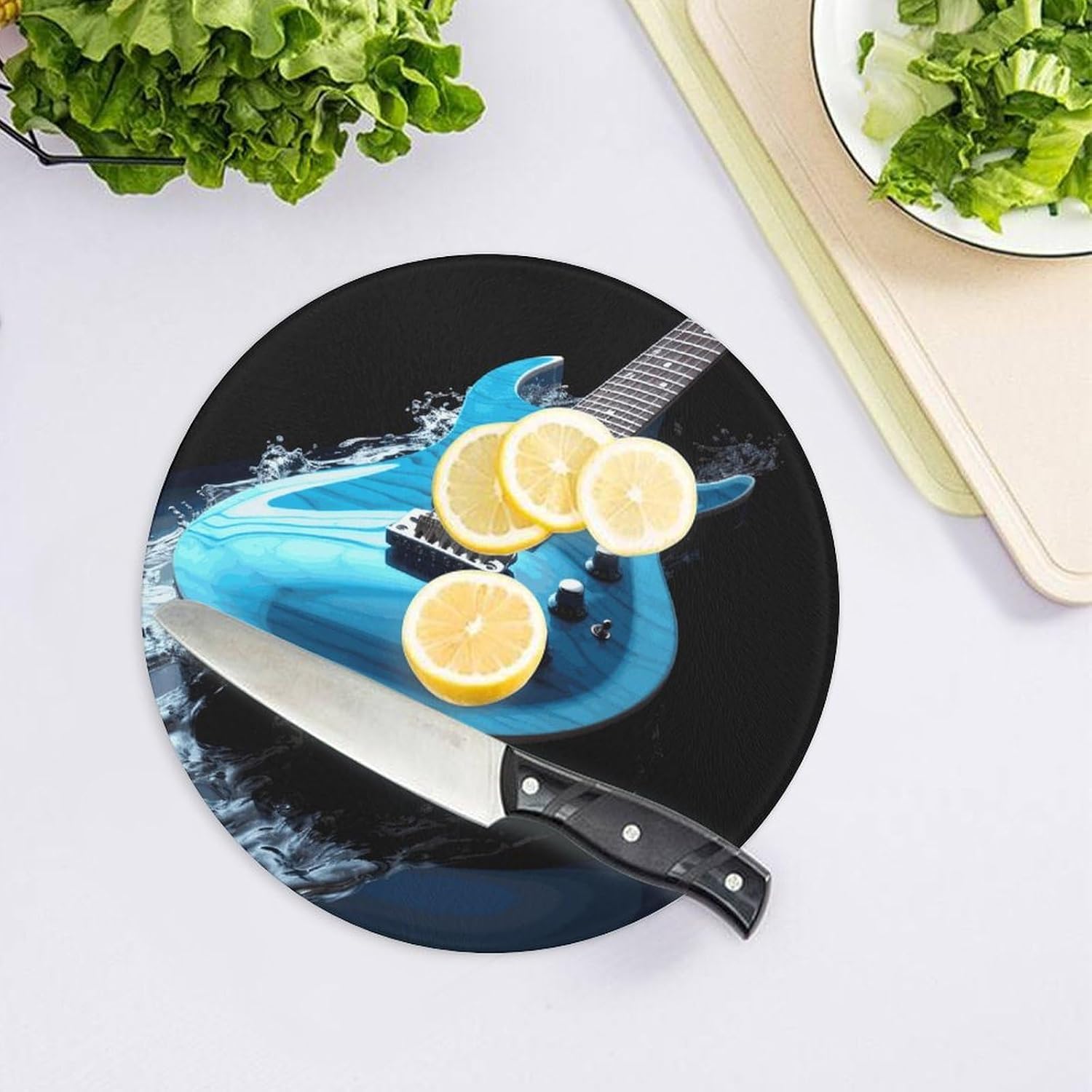 Blue Guitar 8" Tempered Glass Cutting Board for Kitchen