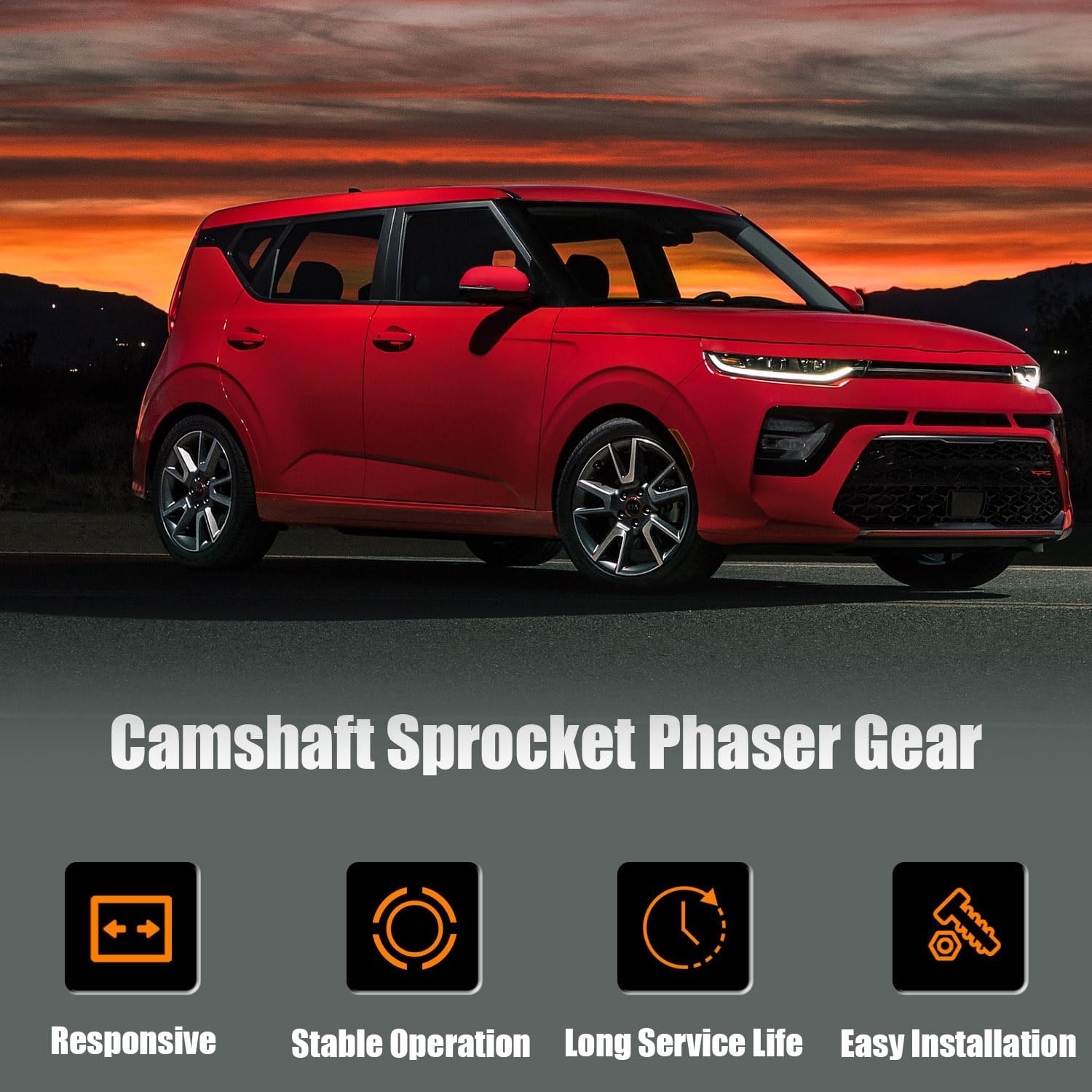 Engine Timing CVVT Camshaft Sprocket Compatible with Hyundai Elantra Kona Veloster Kia Forte Forte5 Soul Seltos 2.0L 2014-2022, Engine Exhaust & Intake CVVT Camshaft Gear Replace OE# 24370-2E020