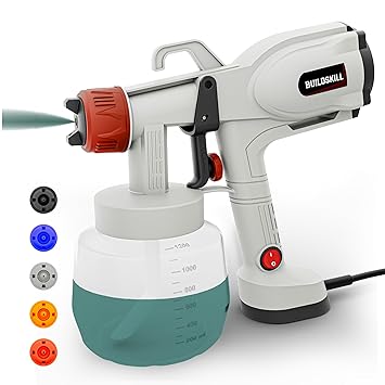 BUILDSKILL 400W 1200ML Large Container Paint Sprayer | 5 Nozzles | Copper Motor | 38000RPM No Load Speed | Heat Sink | 3 Spray Patterns | Electric Paint Spray Machine for Home, DIY & Professional Use