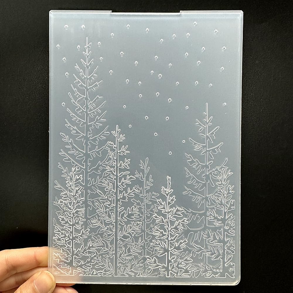 3D Plastic Embossing Folder Template Christmas Pine Tree Snowflakes Texture 5x7 Inch for Card Making DIY Scrapbooking Paper Crafting Handmade Crafts Scrapbooking Arts Supplies Scrapbook Decor