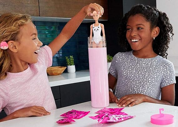 Barbie Color Reveal Doll with 7 Surprises: Water Reveals Dolls Look & Creates Color Change on Face & Sculpted Hair; 4 Mystery Bags Contain Surprise Wig, Skirt, Shoes & Sponge; Animal-Themed