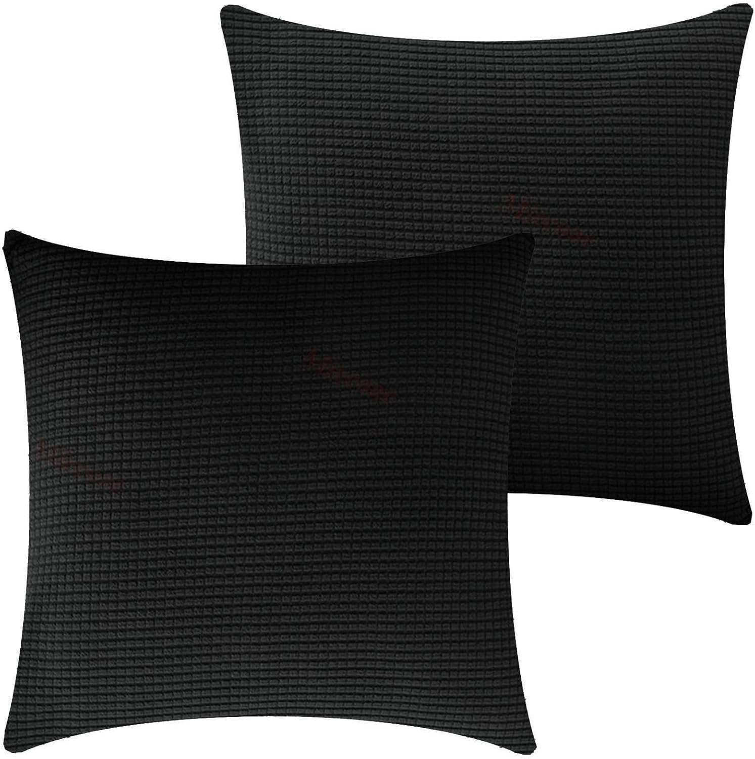Throw Pillow Covers Protectors with Zipper Standard Size, Pillowcases Long Cases 3/4.6/3 ft Zipper Decorative for Sofa Car Bed Cushion Slipcover 28x28 Set of 2(Black,35x55 cm 14x22 inch)