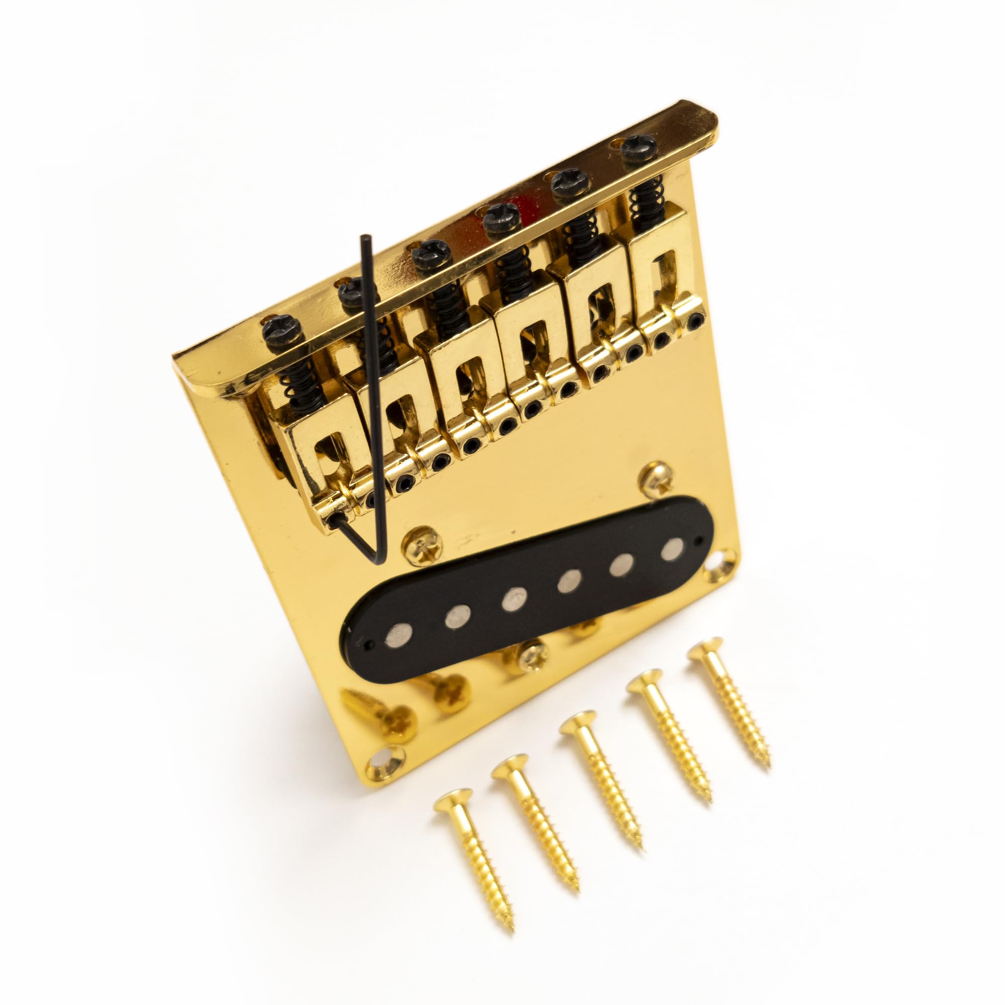 Puente dorado de 6 sillines con pastilla de bobina única compatible con Fender Telecaster - Piezas de repuesto para montaje de puente de guitarra eléctrica