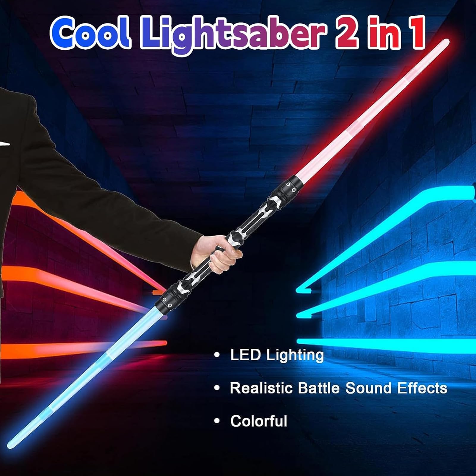 2 Pezzi Spada Laser,Spada Laser,2 in 1 Spada Laser Giocattolo Spade Laser Telescopiche Spada Laser Giocattolo per Bambini Light Up Sword Lightsaber Light Up Toy Lightsaber Toy