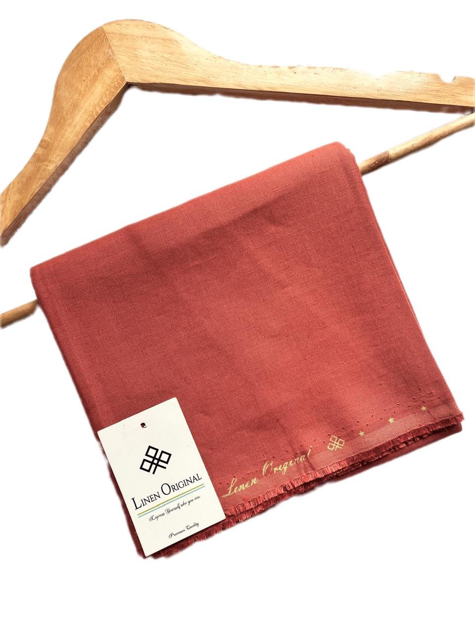 Linen Original-100% Pure Linen Shirt Material in Solid Colours (1.60 Meter Length 58 inches Width 70 Lea Fabric (Brick RED)-image-6