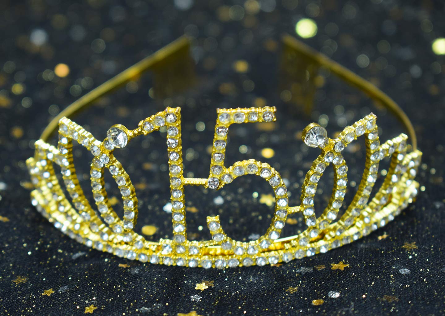 Beautiful High Quality 15th Birthday Tiara. Amazon.com: 15th Gold Birthday Tiara and Sash Glitter Satin  main image 3