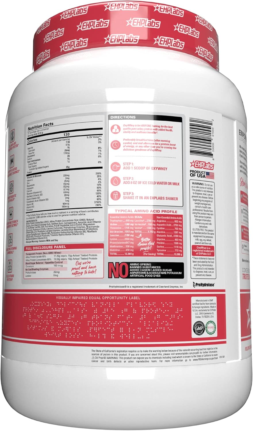 EHPlabs OxyWhey Whey Protein Powder Protein Shake - 25g of Whey Protein Isolate Meal Replacement Shake, Non-GMO, Post Workout Protein Shakes, Isolate Protein Powder - 27 Serves (Raspberry Cheesecake)