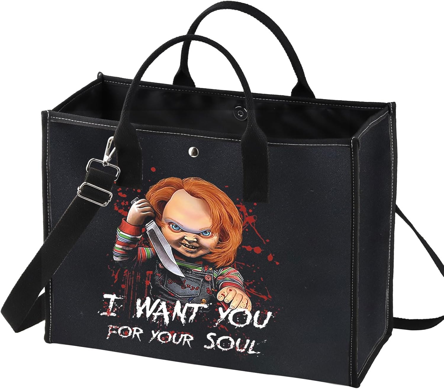 BWWKTOP Evil Doll Cosmetic Makeup Bag Murderous Toy Gifts I Want You For My Soul Zipper Travel Bags Killer Doll Merch (for My Soul BG)