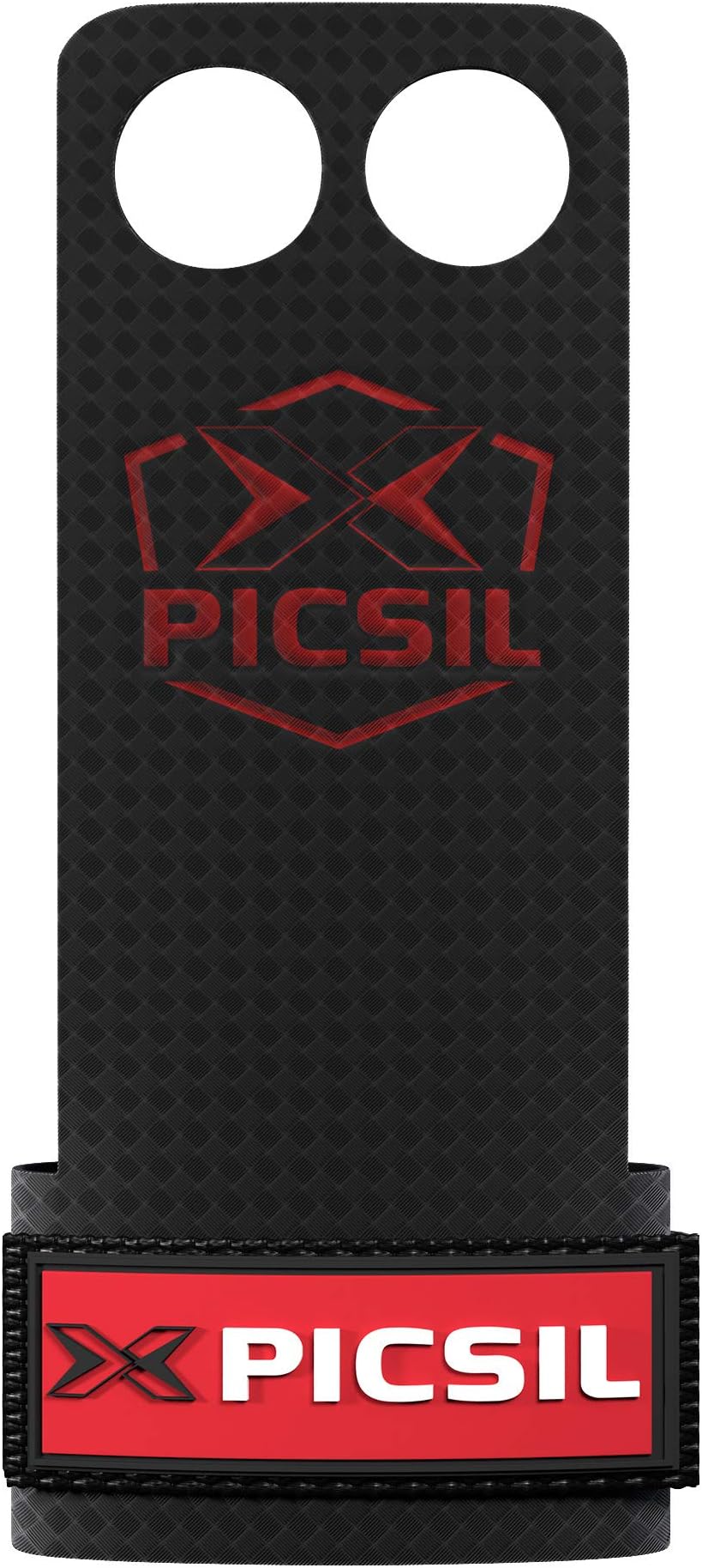 PICSIL RX Carbon Grips 2 Holes, Cross Training Grips for Men and Women, Weight Grips, Gymnastics Hands Grips, Protect Your Hand, Red (X-Large, Red)