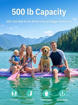 Niphean (Extra Large) Inflatable Paddle Board, SUP for 2+1 People/Family