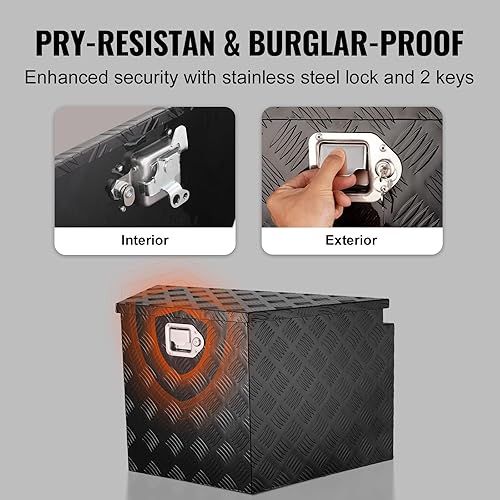 Miniatura 5 de VEVOR Caja de Lengüeta para Remolque, Caja de Herramientas de Placa Diamantada de Aleación de Aluminio, Caja de Herramientas Resistente Tuckbed con