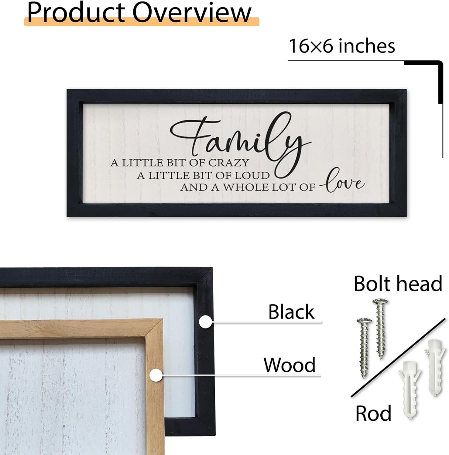 SRSZHIYUE Family A Little Bit Of Crazy Loud Sign 16"X6" Black image 2