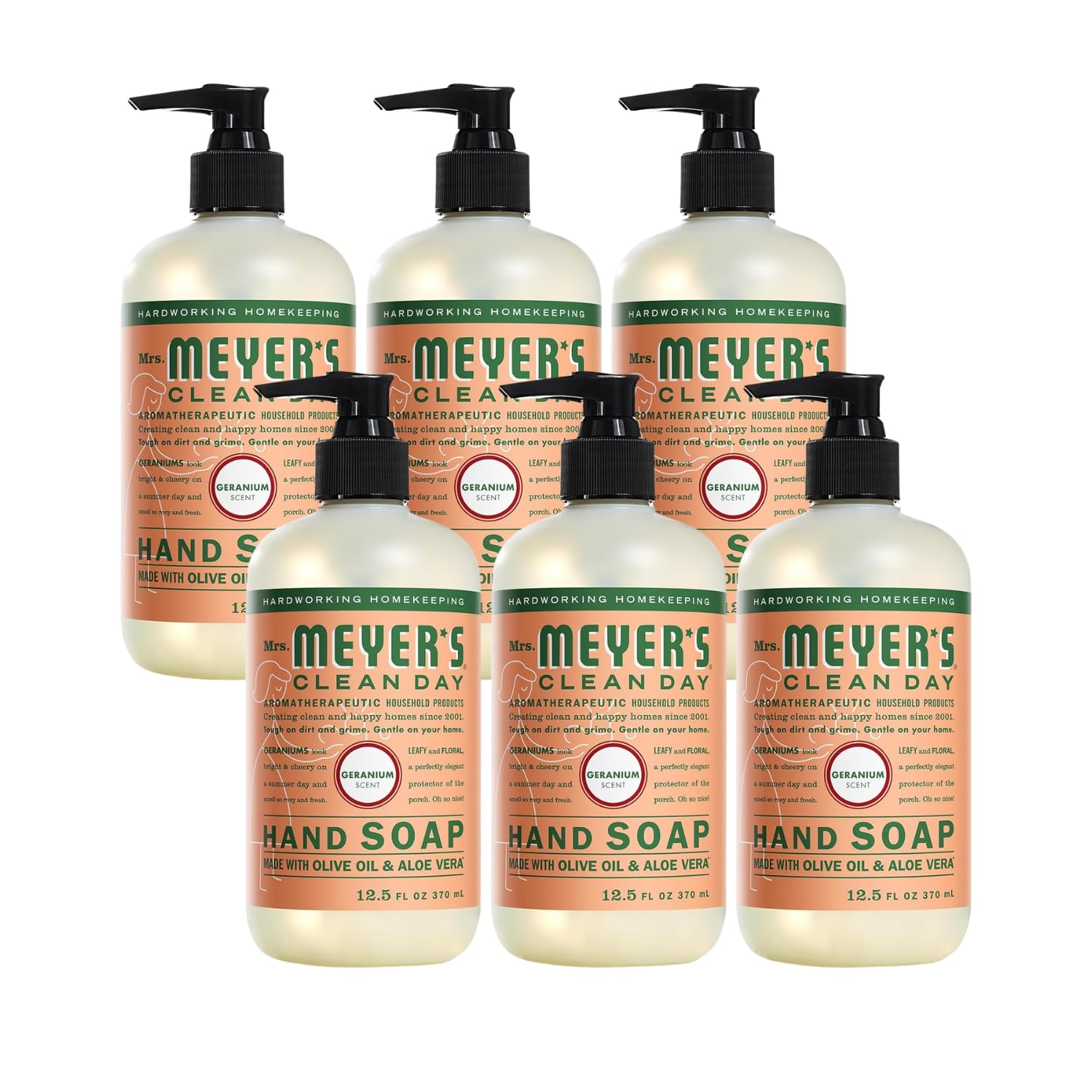 Mrs. MEYER'S CLEAN DAY Liquid Hand Soap Geranium 12.5 Fl Oz (Pack of 6)