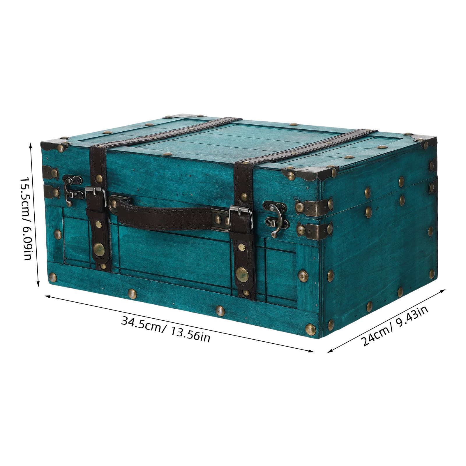 Cabilock Caja de Almacenamiento Retro de Madera Verde con Tapa y Asa