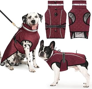 Hundejacke Winter Mantel Hund Wasserdicht Regen Hundemantel Warm Reflektierend Wintermantel Hund Fleece Hundemantel mit Geschirr Winter Hundejacke Wasserdicht Kleine Mittelgross Große Hunde