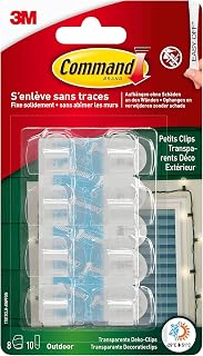 Command Transparente Lichterketten-Clips für den Außenbereich, 8 Clips, 10 Klebestreifen - Dekorieren ohne Löcher und Bohren