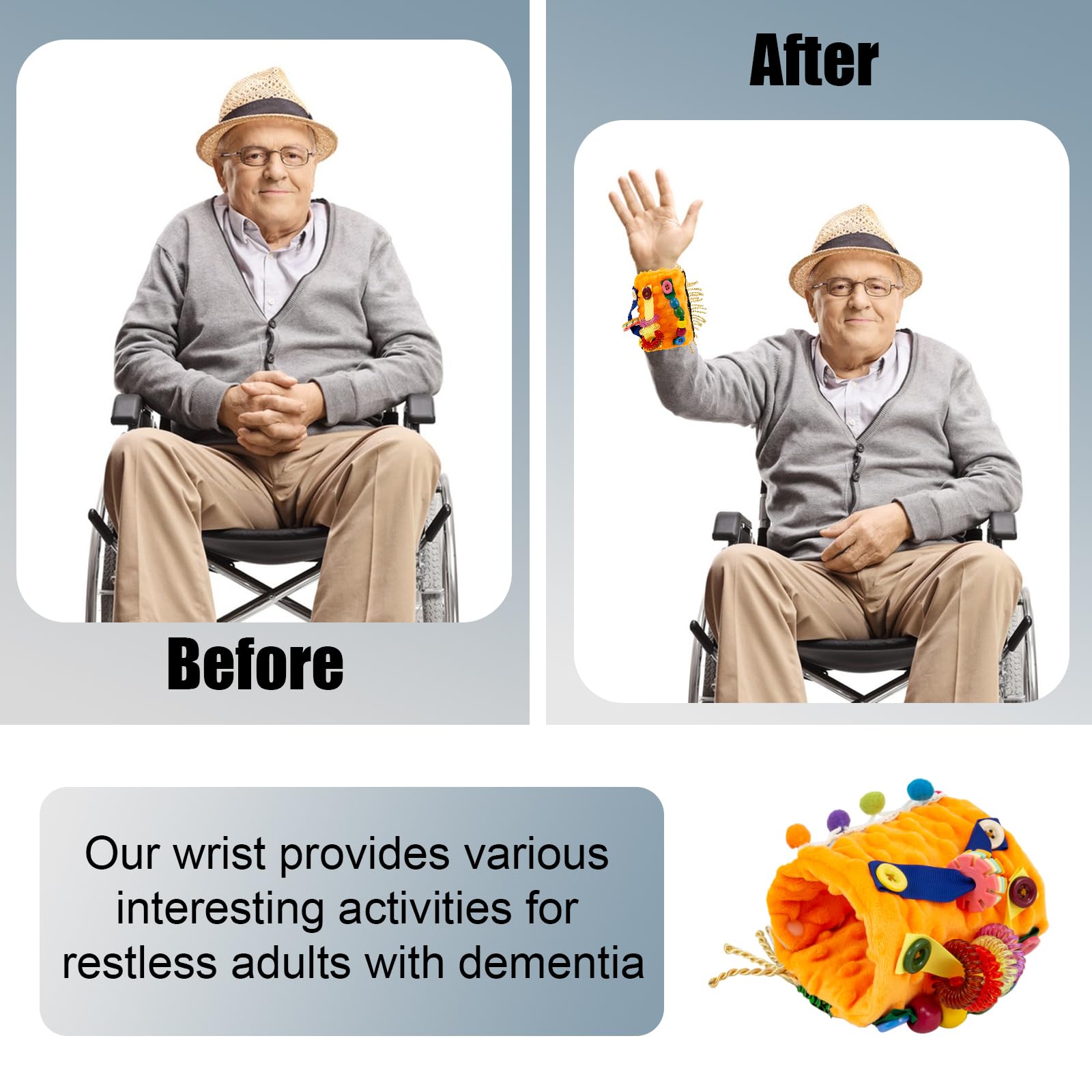 Coperta per pazienti affetti da demenza, attività per demenza, giochi per pazienti affetti da demenza, strumenti per la demenza, giocattoli per l'Alzheimer, demenza, autismo, regali per