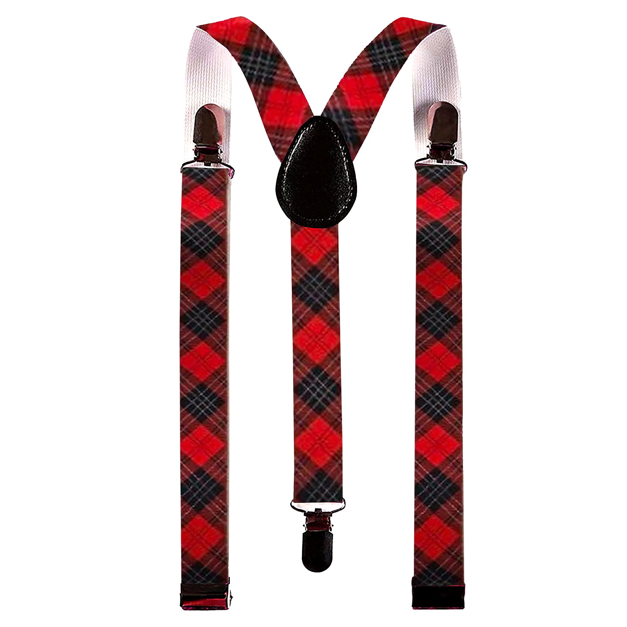 The Fancy Dress Unisex Red Tartan Braces The Fancy Dress® Robert Burns Night Scotland Scottish Tartan Braces & Bow Tie Set Theme Party Accessories (Red Tartan Braces)