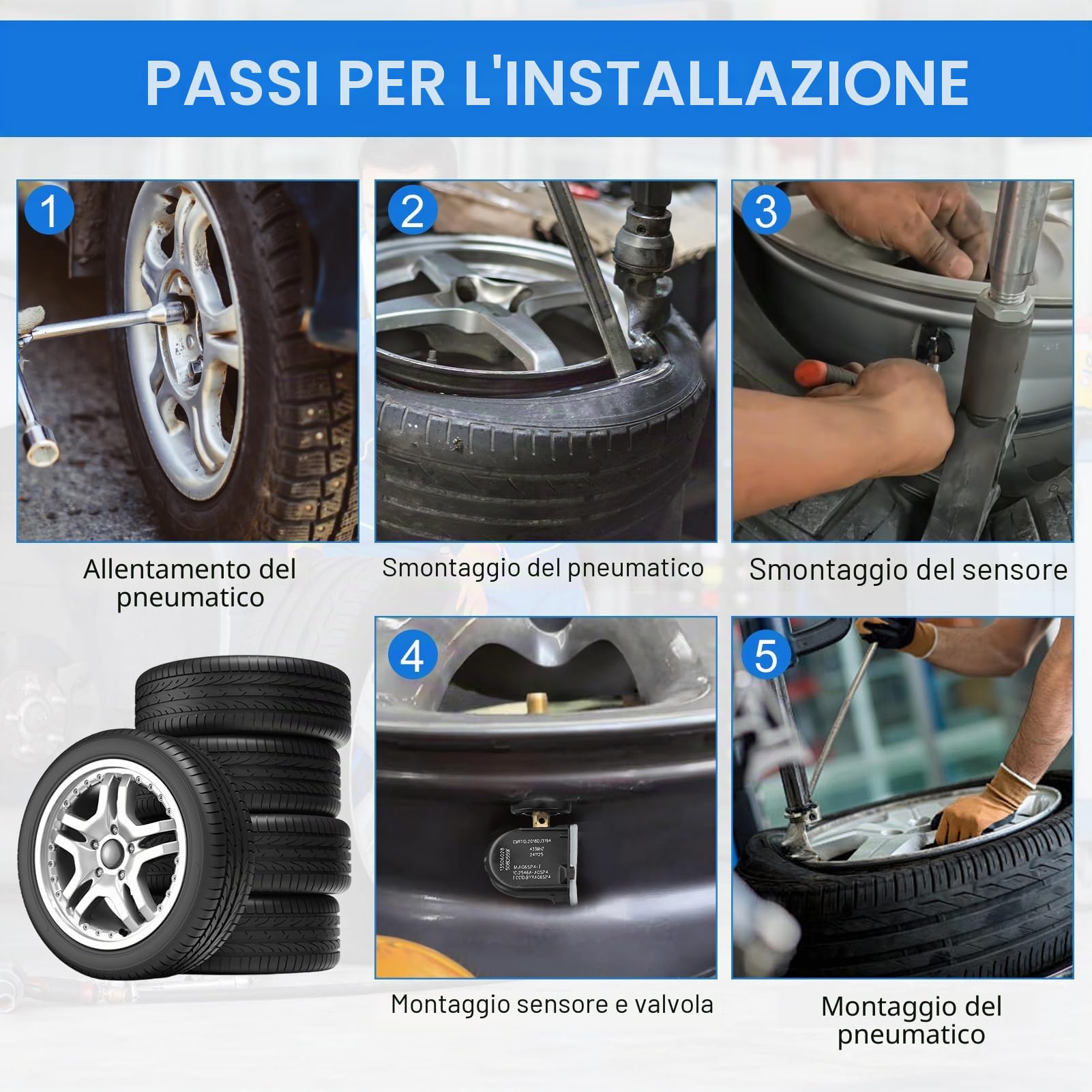 Sensore di monitoraggio della pressione dei pneumatici per Opel TPMS, 4pcs Sistema di monitoraggio della pressione dei pneumatici TPMS Per Opel per Adam per Ampera 2006-2017