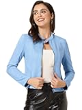 Women's Faux Suede Jacket Stand Collar Zip Up Long Sleeve Motorcycle Biker Coat